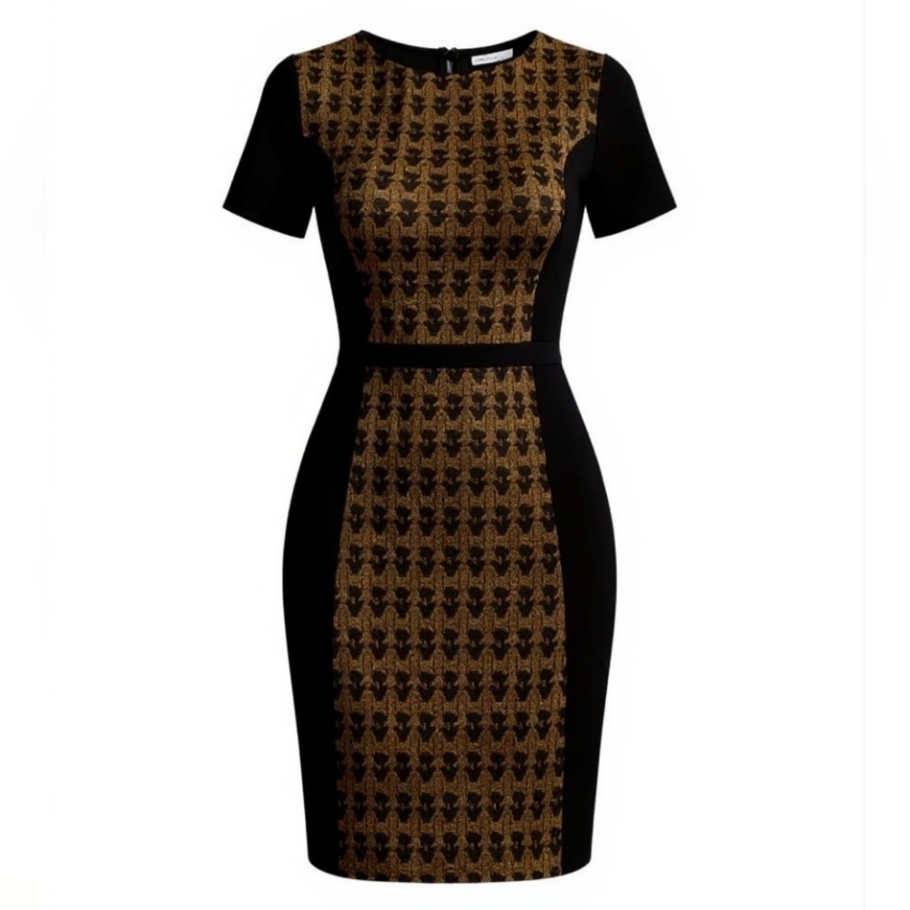 Halston Heritage  Black Cocktail Dress with Lace Detailing size 4